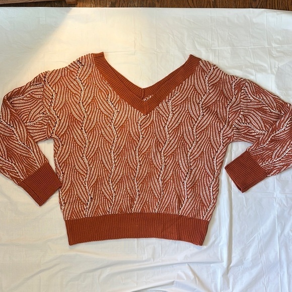 Shein Curve Sweaters - Shein Curve Women’s Orange and White Sweater Size 0XL